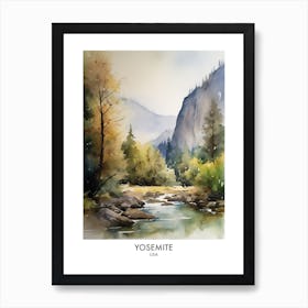 Yosemite Usa Watercolour Travel Poster 3 Art Print
