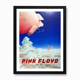 Vintage Rare Collectible Pink Floyd Oakland Concert Rock Poster Art Print