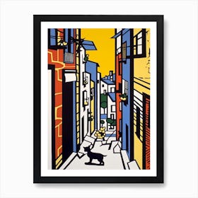 Painting Of Rome With A Cat In The Style Of Pop Art, Illustration Style 2 Art Print