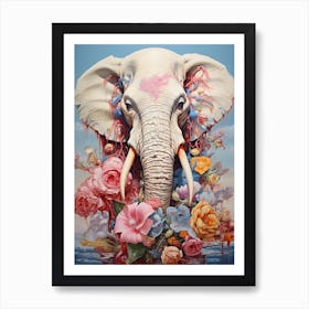 Elephant With Flowers 3 Art Print