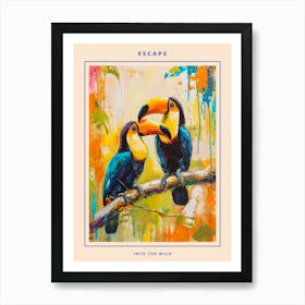 Colourful Toucan Brushstrokes 2 Poster Art Print
