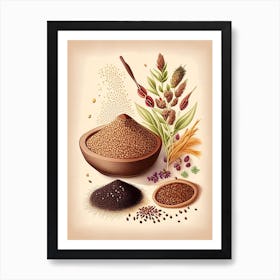 Sesame Seeds Spices And Herbs Retro Drawing 2 Art Print