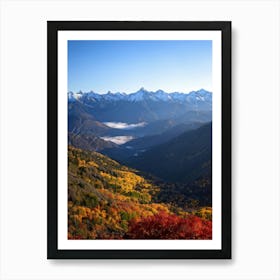 Alpine Landscape Unfurls Across Panoramic Canvas Autumn Colors Drape The Mountain Slopes Fiery Map (4) Art Print