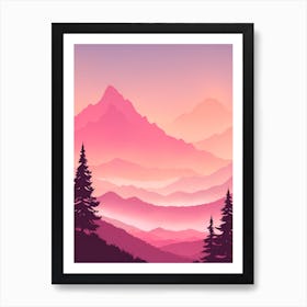 Misty Mountains Vertical Background In Pink Tone 48 Art Print