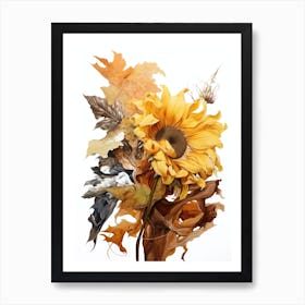Sunflowers And Leaves Art Print