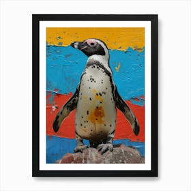 Galapagos Penguin Robben Island Colour Block Painting 2 Art Print