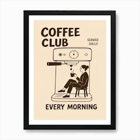 Club Coffee Wall Art, Retro Coffee Poster, Coffee Cart Print, Coffee Station Decor, Coffee Lover Art, Coffee Bar Print Art, Coffee Vibes Art Print