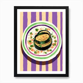 A Plate Of Aubergine Top View Food Illustration 1 Art Print