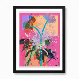 Baby S Breath 3 Neon Flower Collage Art Print