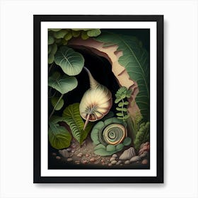 Snail In Cave Botanical Art Print