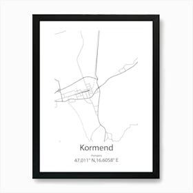 Kormend,Hungary Minimalist Map Art Print