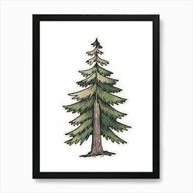 Spruce Tree Pixel Illustration 2 Art Print