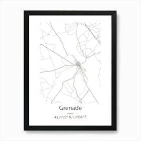 Grenade,France Minimalist Map Art Print