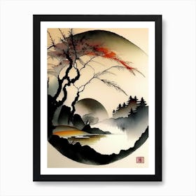 Landscapes 2 Yin And Yang Japanese Ink Art Print