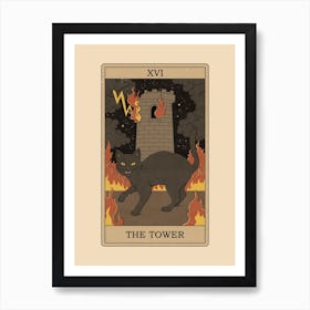 The Tower   Cats Tarot Art Print