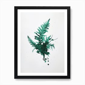 Green Ink Painting Of A Staghorn Fern 4 Art Print