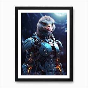 Ostrich In Cyborg Body #1 Art Print