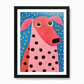 Pink Polka Dot Dog 4 Art Print