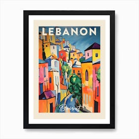 Beirut Lebanon 3 Fauvist Painting  Travel Poster Art Print