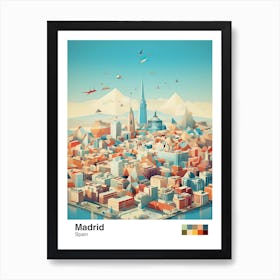 Madrid, Spain, Geometric Illustration 3 Poster Art Print