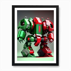 Red Green Robot Art Print