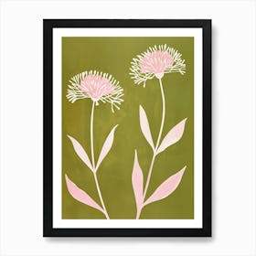 Pink & Green Asters 2 Art Print