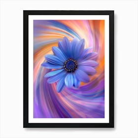 Blue Flower In A Swirl 1 Art Print