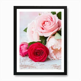 A Closeup Of A Rose The Archetype Of Romance And Beauty Rendered In Vibrant Hues Such As Tender Pi Art Print