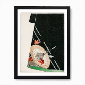 Parasol Print On A Japanese Robe Illustration, Shin Bijutsukai Art Print