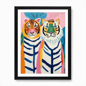 Colourful Kids Animal Art Bengal Tiger 1 Art Print