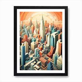 New York City View   Geometric Vector Illustration 1 Art Print