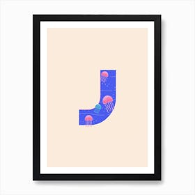 Letter J Jellyfish Art Print