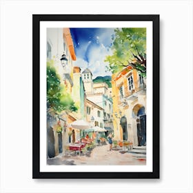 Amalfi, Italy Watercolour Streets 1 Art Print