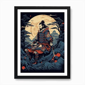 Samurai Ukiyo E Style Illustration 4 Art Print