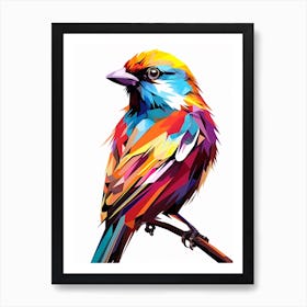 Colourful Geometric Bird Sparrow 2 Art Print