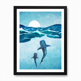 Whale Print, Whale shark Print, Whales Ocean Art, New Baby Gift, Ocean Poster, Blue Whale Print, Nautical Poster, Ocean Wall Art, Home Print Art Print