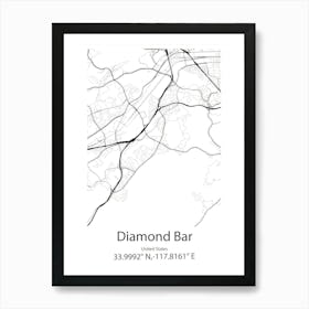 Diamond Bar,United States Minimalist Map Art Print