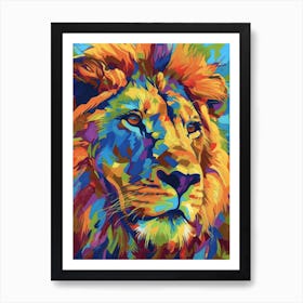 Transvaal Lion Portrait Close Up Fauvist Painting 2 Art Print