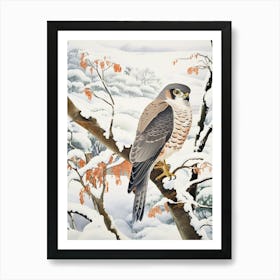 Winter Bird Painting Eurasian Sparrowhawk 2 Art Print