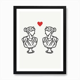 Busts Of Love LGBTQIA+ Monoline Art Print