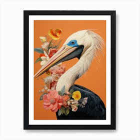 Bird With A Flower Crown Brown Pelican 2 Art Print