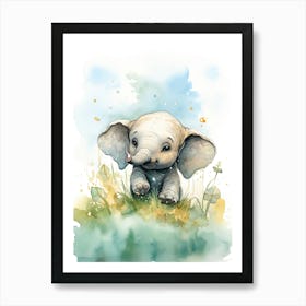 Elephant Painting Scuba Diving Watercolour 2 Art Print