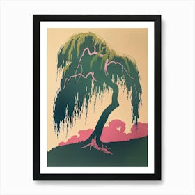 Willow Tree Colourful Illustration 1 Art Print