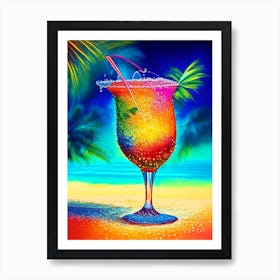 Caribbean Crush Pointillism 2 Cocktail Poster Art Print