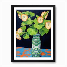 Flowers In A Vase Still Life Painting Hollyhock 4 Art Print