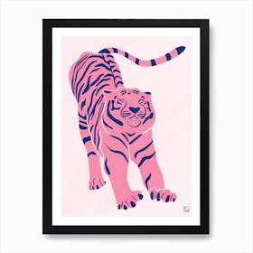 Tiger Doesnt Lose Sleep Pink Animal Art Print