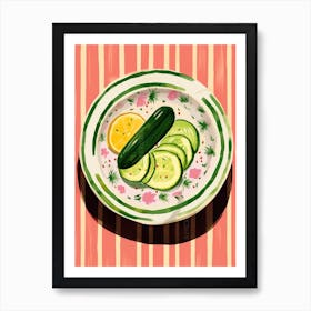 A Plate Of Cucumers 2 Top View Food Illustration 2 Art Print