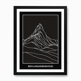 Beinn A Chlachair Mountain Line Drawing 2 Poster Art Print