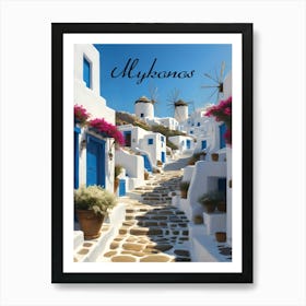 Mykonos Windmills Art Print