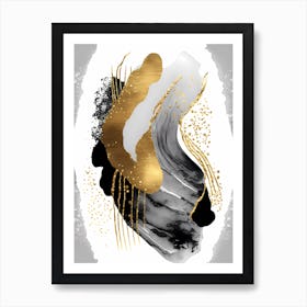 Abstract Gold And Black Painting Art Print